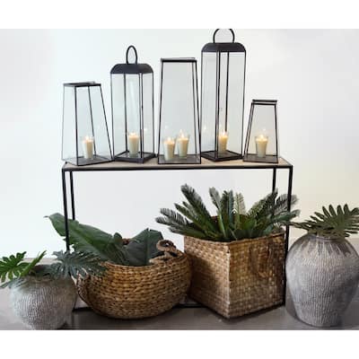 Med. Iron & Glass Lantern 6.5"H- ST - Brass Antique