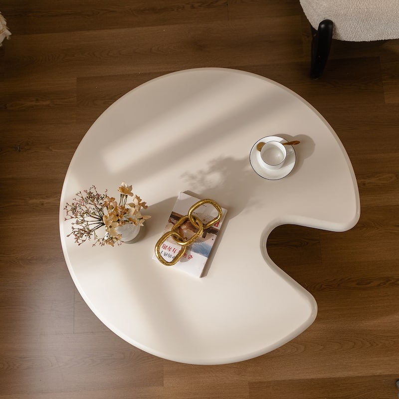 Circular Beige Cream Coffee Table Set