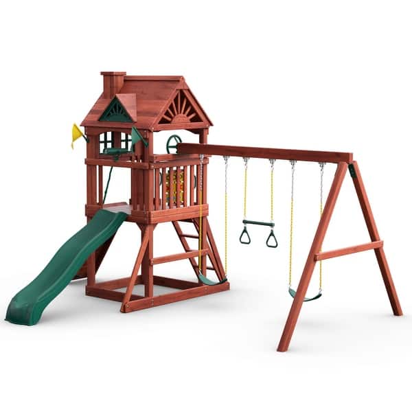 Gorilla Playsets Nantucket Ii Cedar Swing Set Redwood 15 5 Ft W X 13 Ft D X 10 5 Ft H Overstock 9565311