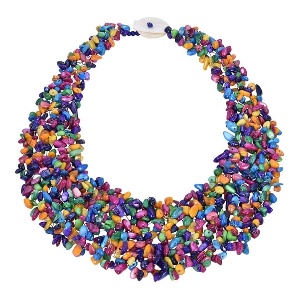 slide 1 of 13, Handmade Stunning and Colorful Stone Bead Cluster Bib Statement Necklace (Thailand)