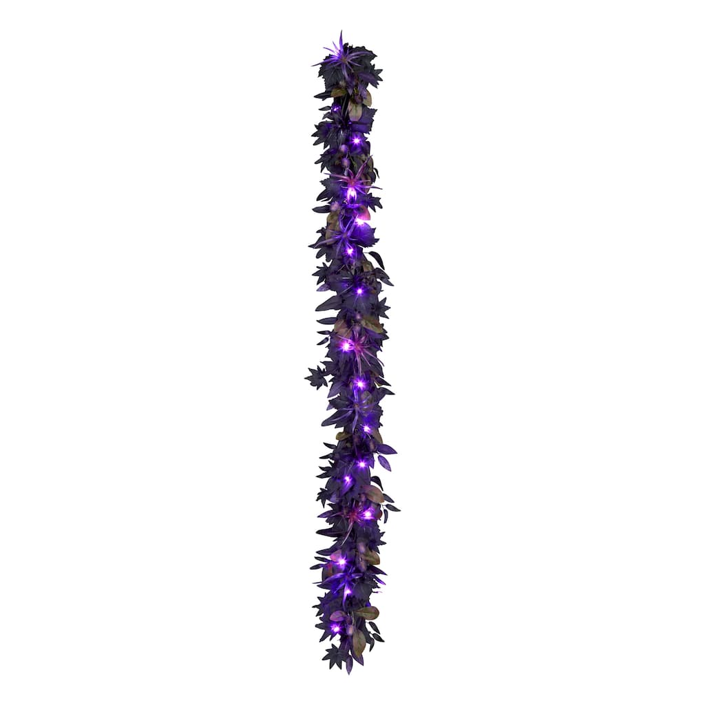 National Tree Company 6 ft. Artificial Scare in the Air Halloween Garland, 30 Purple LED Lights, Battery Operated - 6 ft