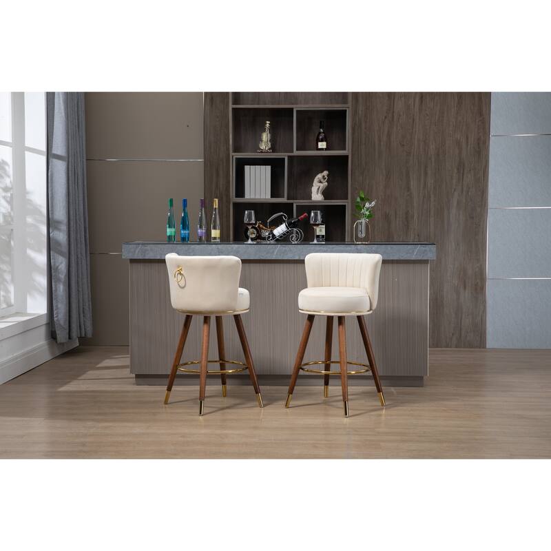 Counter Height Bar Stools Set of 2 for Kitchen Counter Solid Wood Legs