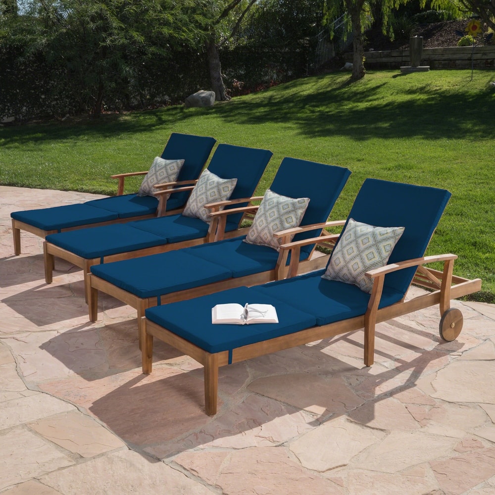 Perla Outdoor Wood Chaise Lounges (Set of 4) by Christopher Knight Home