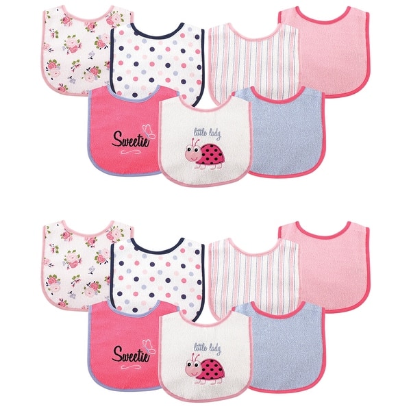 slide 1 of 1, Luvable Friends Infant Girl Cotton Terry Drooler Bibs with PEVA Back, Ladybug 14-Piece - Ladybug 14-Piece - One Size One Size - Ladybug 14-Piece