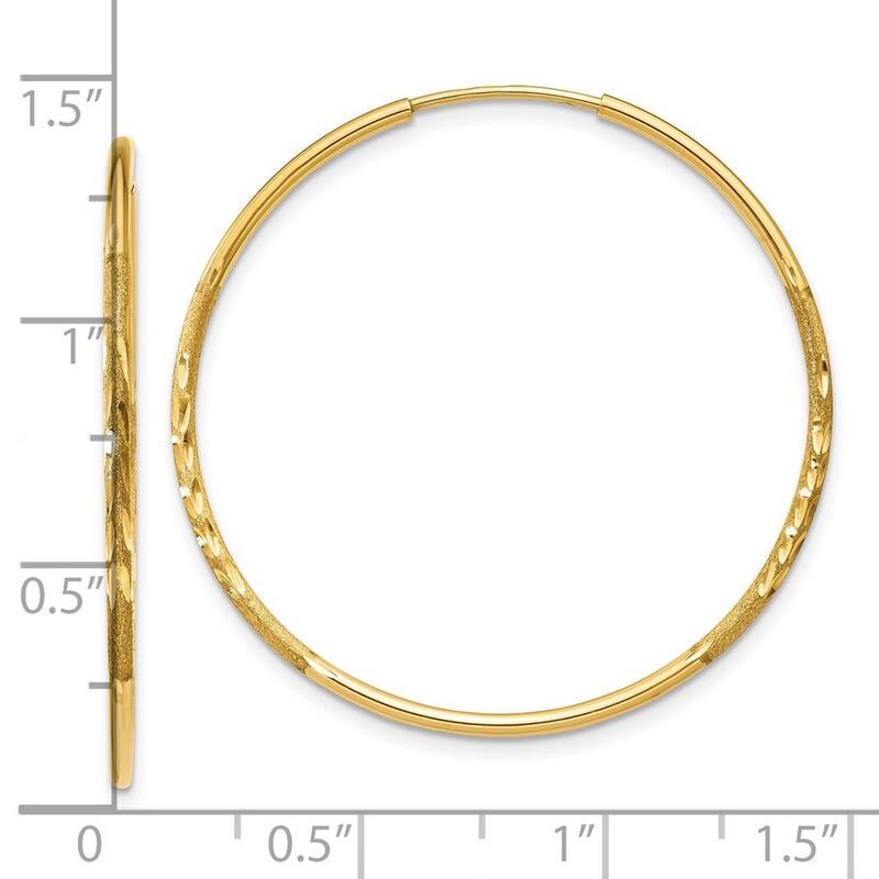 Curata 14k Yellow Gold Sparkle Cut Endless Hoop Earrings - 30x30mm
