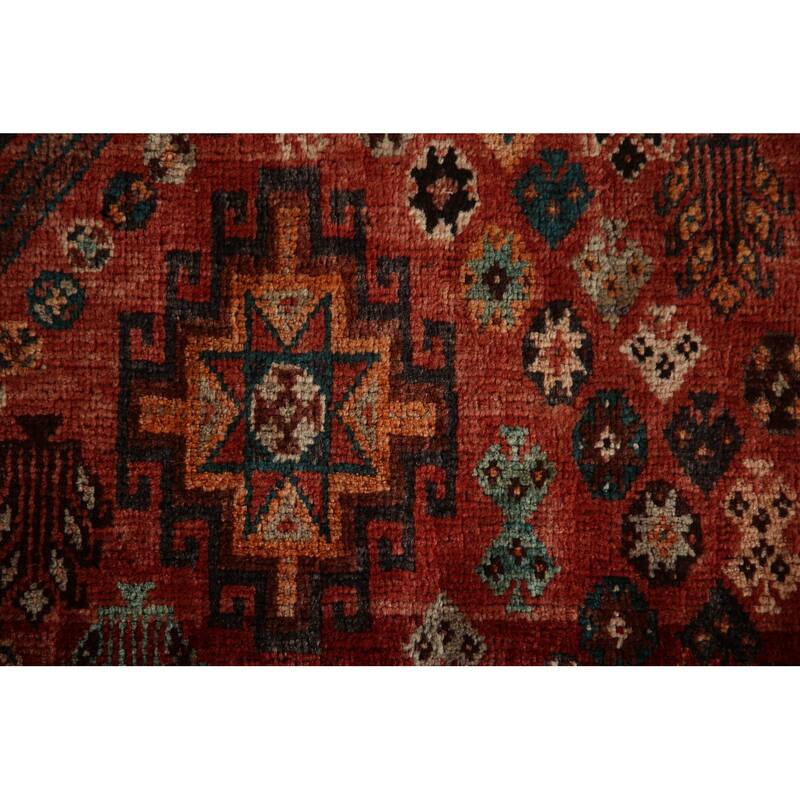 Tribal Geometric Shiraz Persian Vintage Area Rug Handmade Wool Carpet - 5'3"x 8'1"