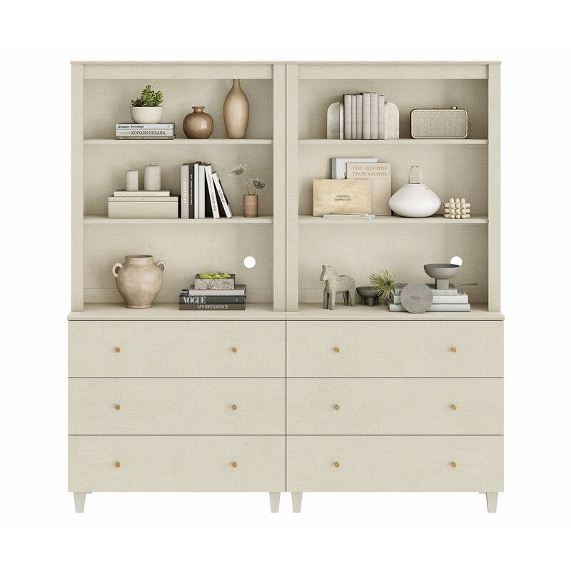 Modern 71" Tall Bookcase with Drawers & Open Shelves for Home Office