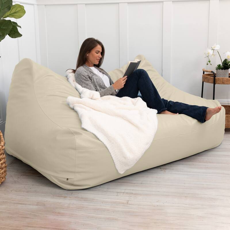 Atrium Collection Lozia Loveseat - Large Bean Bag Sofa for Home Theaters, Offices, Schools & Receptions - Faux Leather - N/A