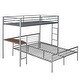 preview thumbnail 14 of 16, Twin Over Full Metal Bunk Bed with Desk, Ladder and Quality Slats for Bedroom