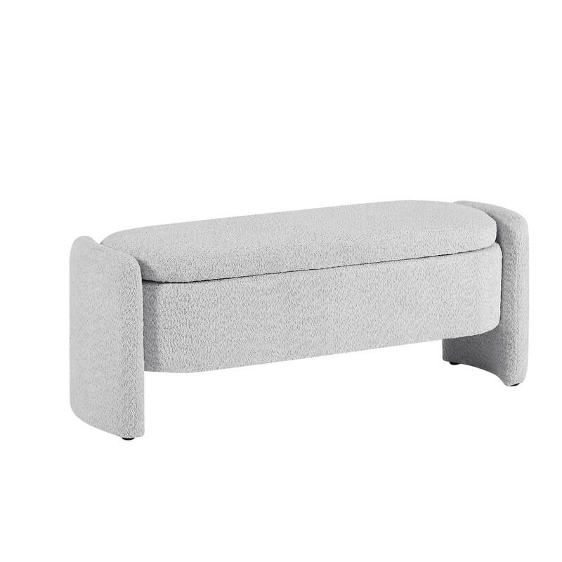 Modern Fleece Fabric Storage Bench with Filp-up Storage for the Living Room & Bedroom,4 Colors