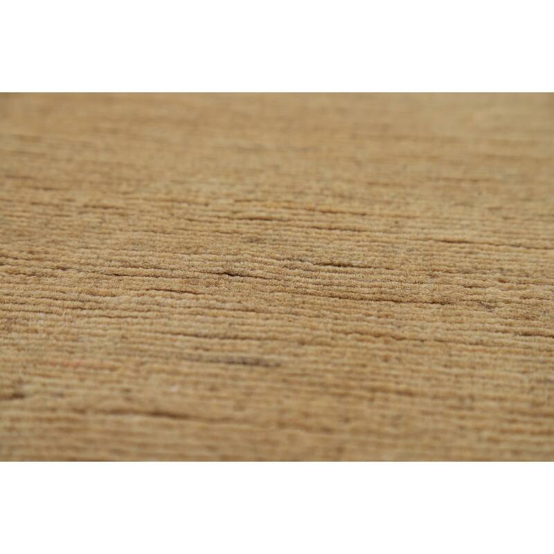 Beige Gold Gabbeh Oriental Runner Rug Hand-Knotted Wool Carpet - 3'0" x 7'6"