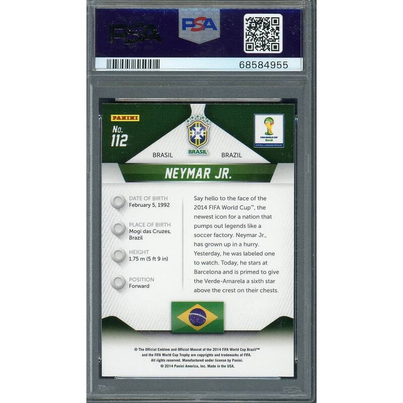 Neymar Jr 2014 Panini Prizm World Cup Soccer Card #112 Graded PSA 10 - 8'6" x 11'6"