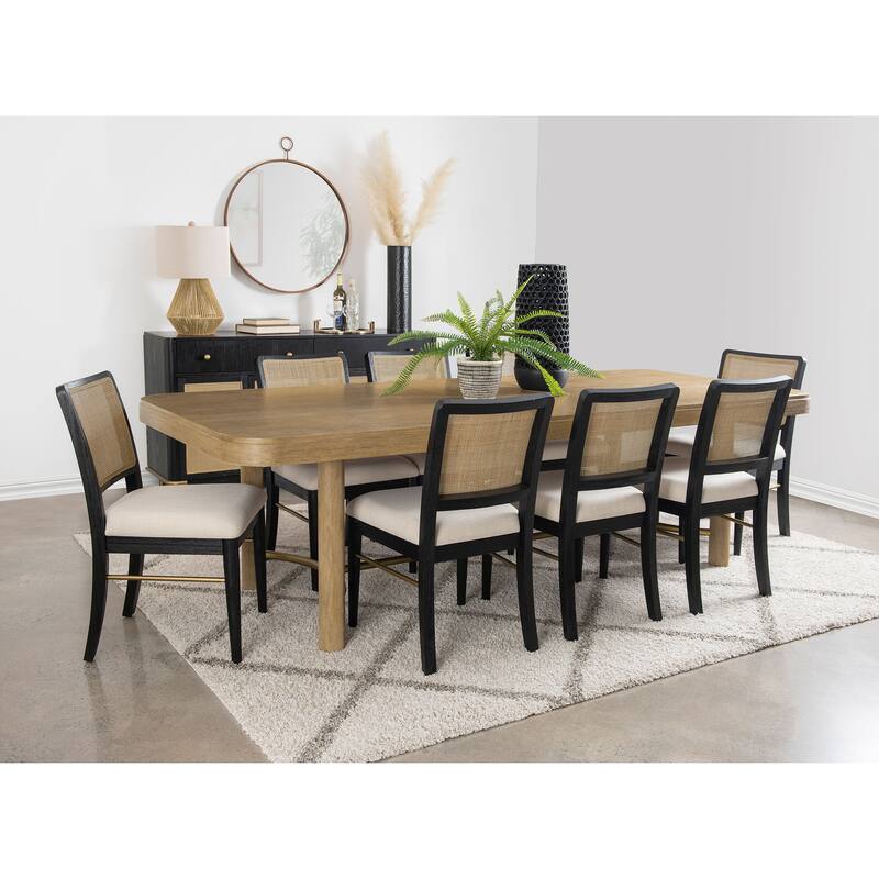 Arini Extension Leaf Dining Table Set Black - 9-Piece - Black/Beige