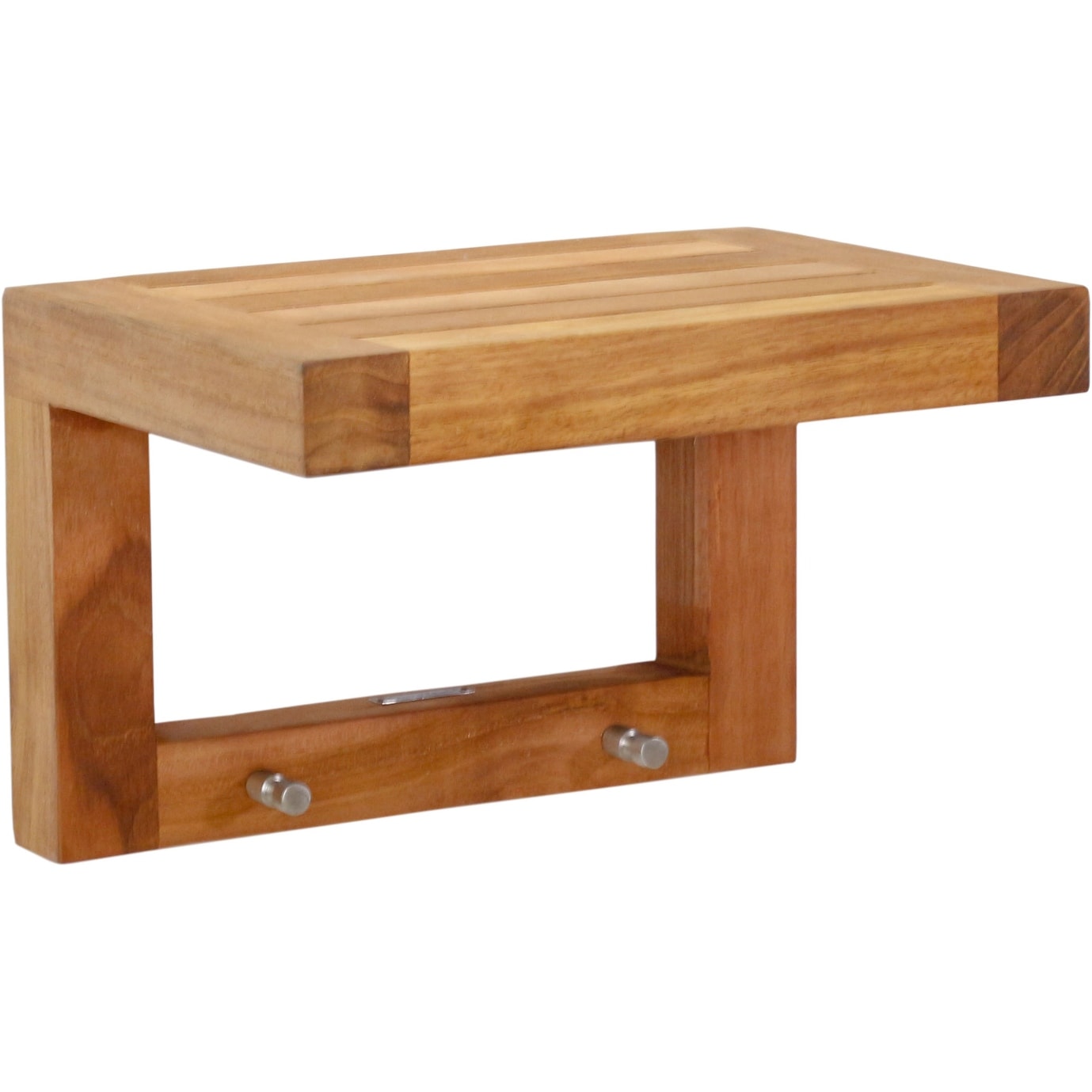 Moa Teak Wall Shelf with Hooks