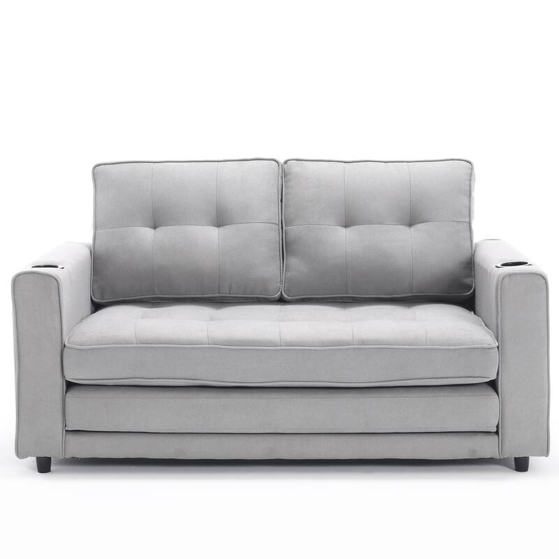3-in-1 Upholstered Futon Sofa Convertible Sofa bed,Foldable Tufted Loveseat with Pull Out Sleeper Couch Bed