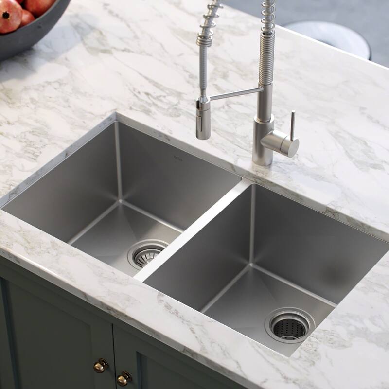 KRAUS Standart PRO Stainless Steel 33 in 50/50 Undermount Kitchen Sink