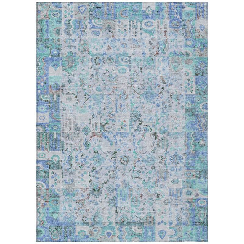 HomeRoots Patchwork Traditional Rectangle Outdoor Rug