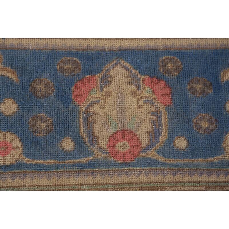 Blue Traditional Tabriz Persian Rug Hand-Knotted Wool Carpet - 9'4"x 12'7"