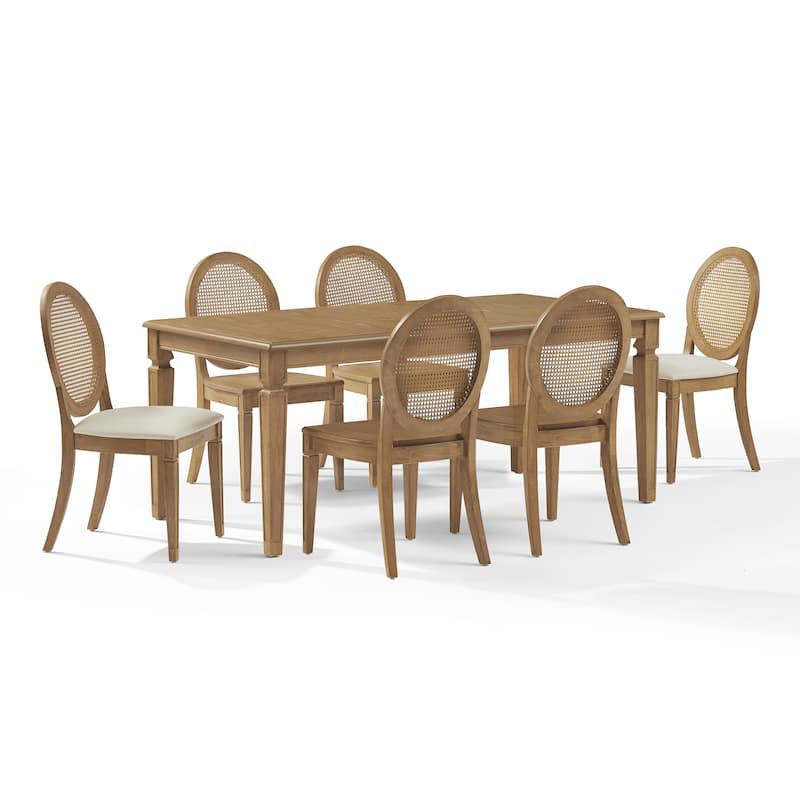 Crosley Katia 7Pc Dining Set With Cane-Back Upholstered Chairs