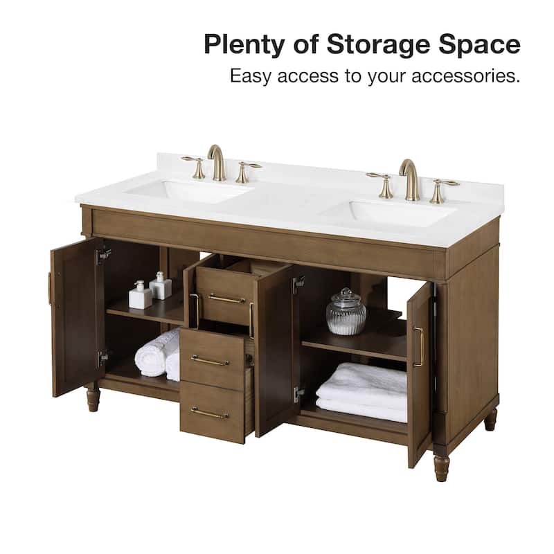 Salisbury Bathroom Vanity with White Engineered Marble Top