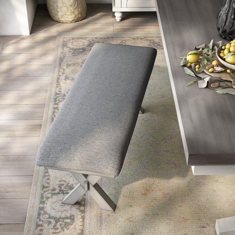 Furniture of America Paiz Farmhouse Two-Seater Padded Fabric Dining Bench