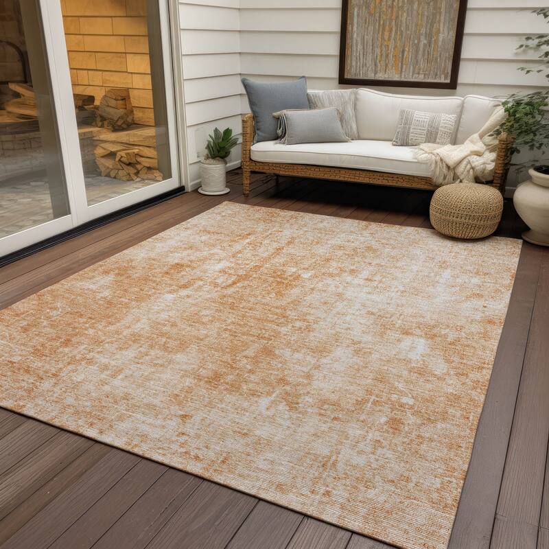 Machine Washable Indoor/ Outdoor Chantille Abstract Solid Rug