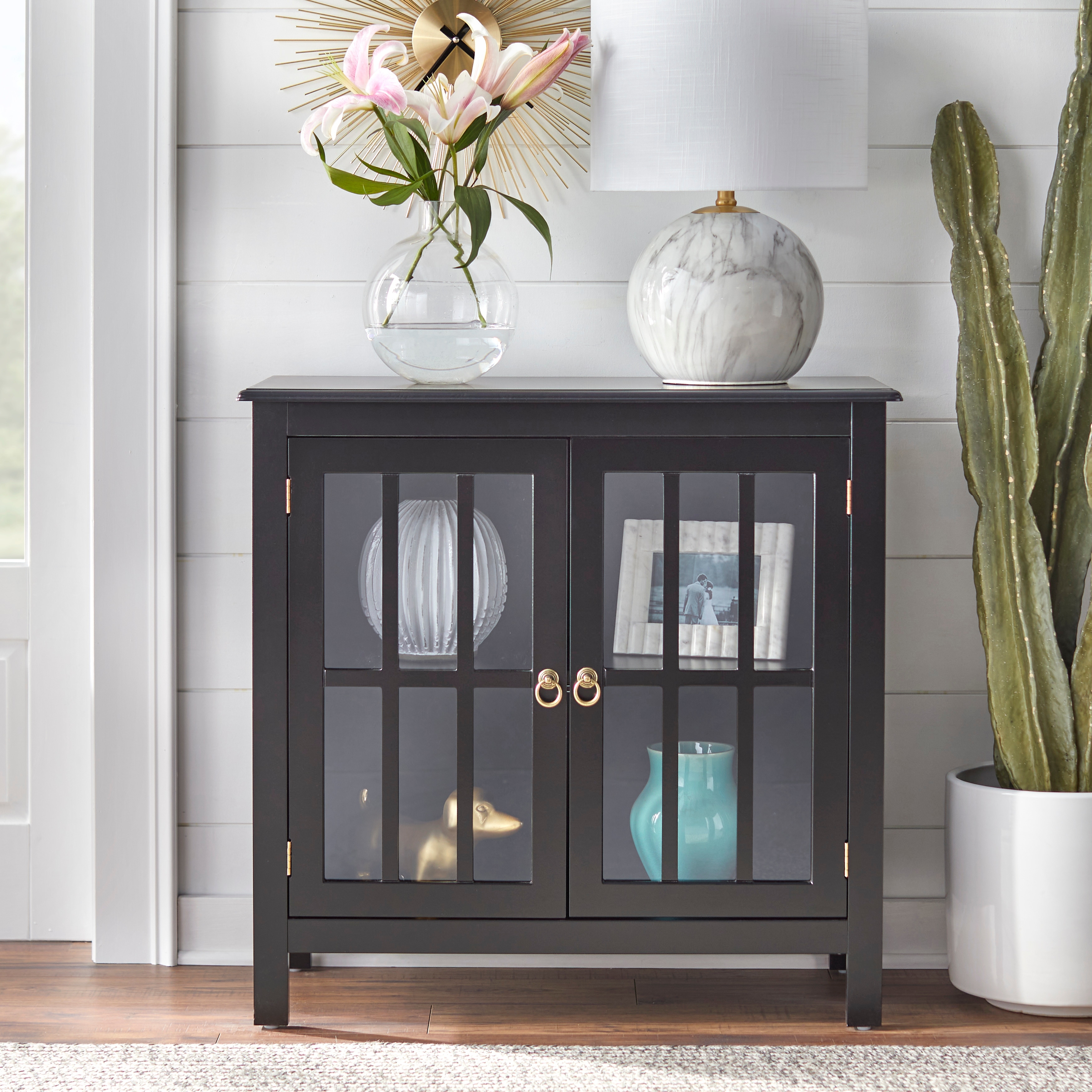 Simple living portland hotsell glass door cabinet