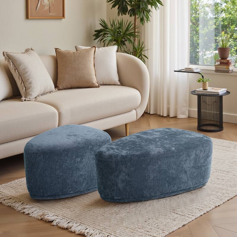 Leon 26" & 43" W Chenille Triangle Cocktail Ottoman Set