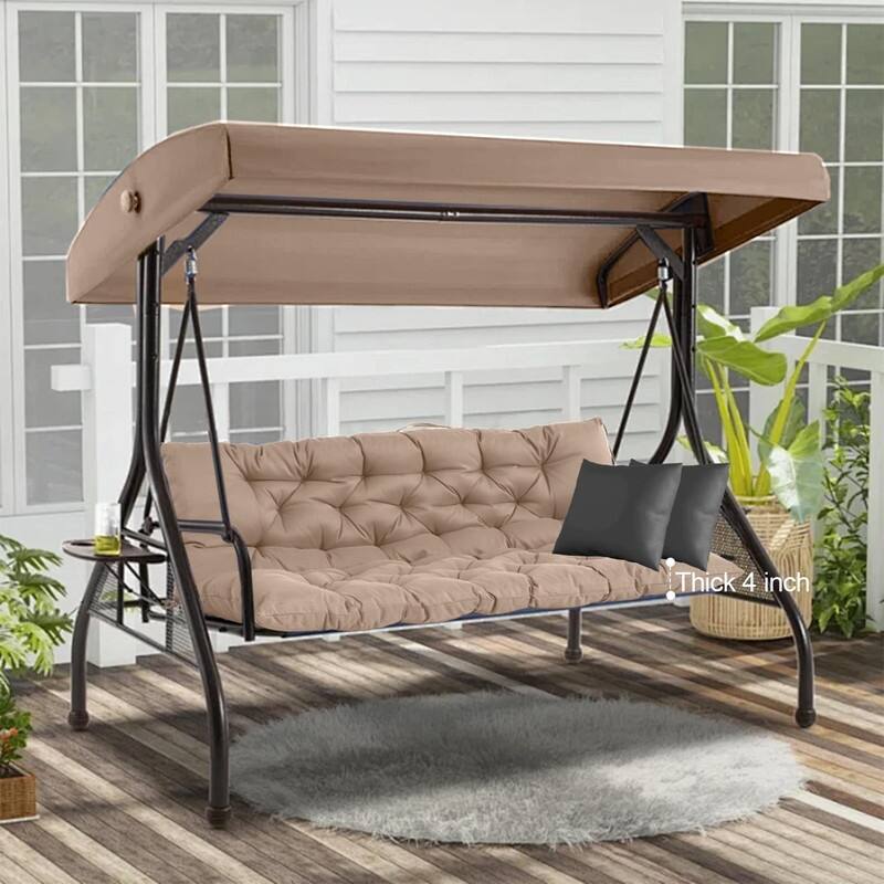 Swing Replacement Cushion, Outdoor Bench Cushions with Backrest Thicken 4", Patio Furniture Garden Porch Loveseat Glider Pad