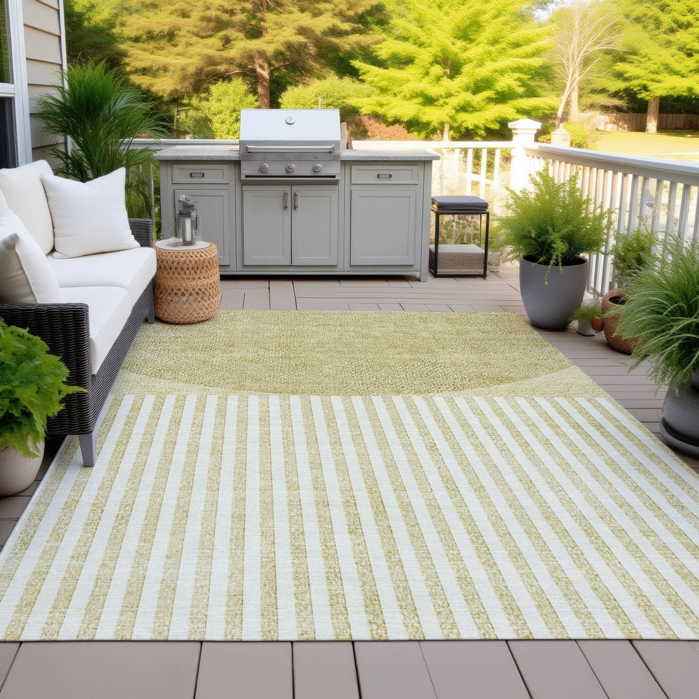 Machine Washable Indoor/Outdoor Contemporary Mod Chantille Rug