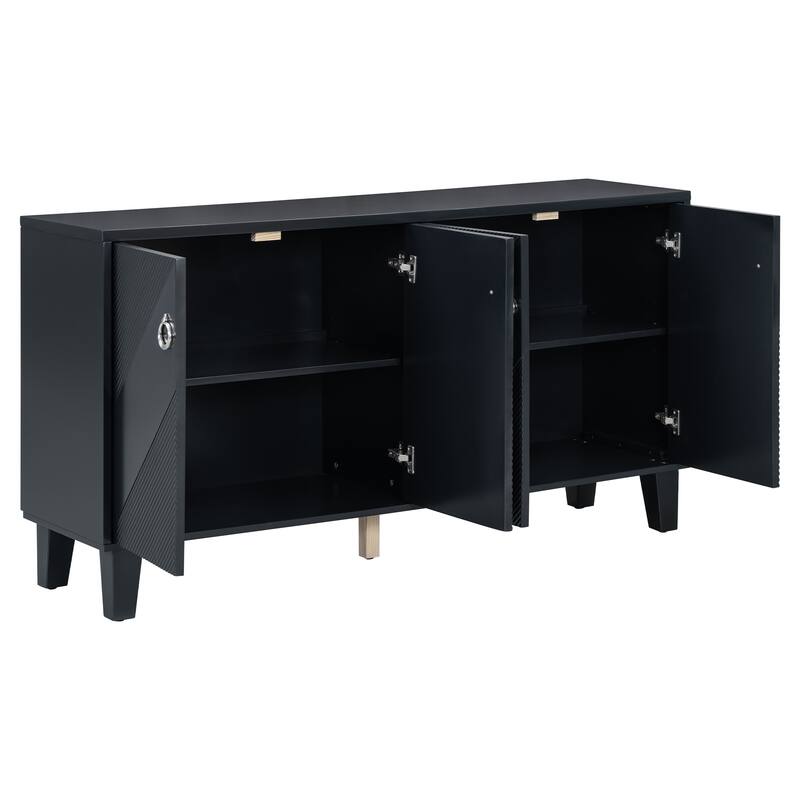 60" Buffet Cabinet Accent Sideboard wiith Adjustable Shelf, Black
