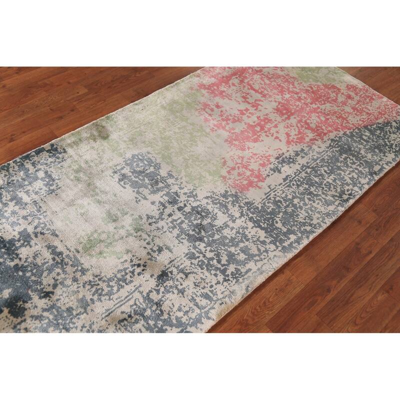 Colorful Abstract Contemporary Foyer Rug Handmade Wool Carpet - 3'1"x 6'4"