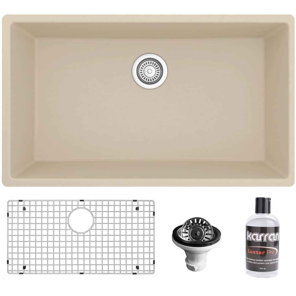 Karran USA QU-812-PK1 Quartz QU 32-1/4" Undermount Single Basin Quartz