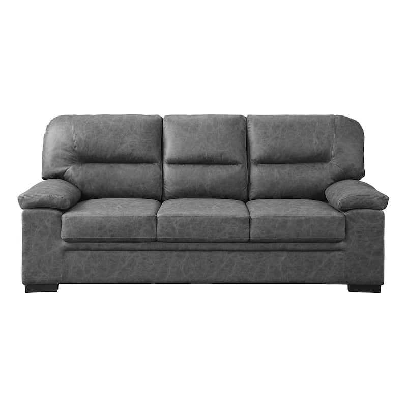 Gian 83 Inch Sofa, Dark Gray, Microfiber, Pillow Top Armrests, Solid Wood