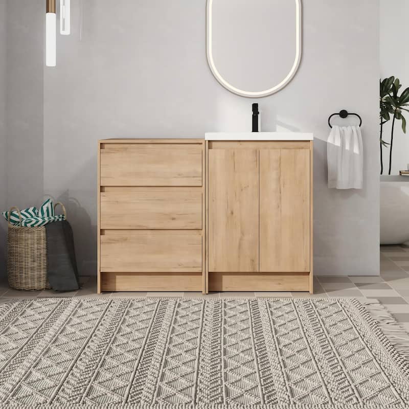 Malwee 48"/72" Bathroom Vanity with Sink, FreeStanding Vanity with Soft Close Door, Drawer and Adjustable Shelf