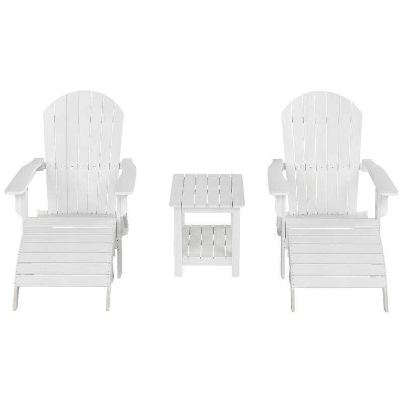 Vineyard HIPS Outdoor Folding Eco-Friendly All Weather Seashell Adirondack Chairs (5-Piece Conversation Set)