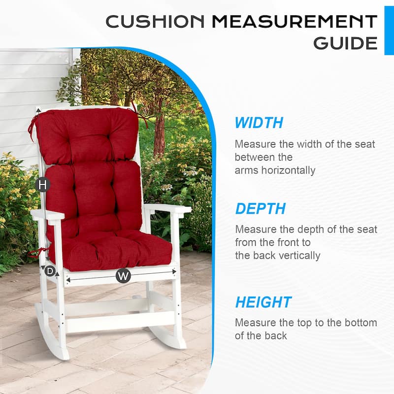 Aoodor Outdoor 45"x 22" x5" Tufted High Back Cushions Patio Replacement Chair Cushion with Ties, Set of 2 - 45" x 22" x 5"