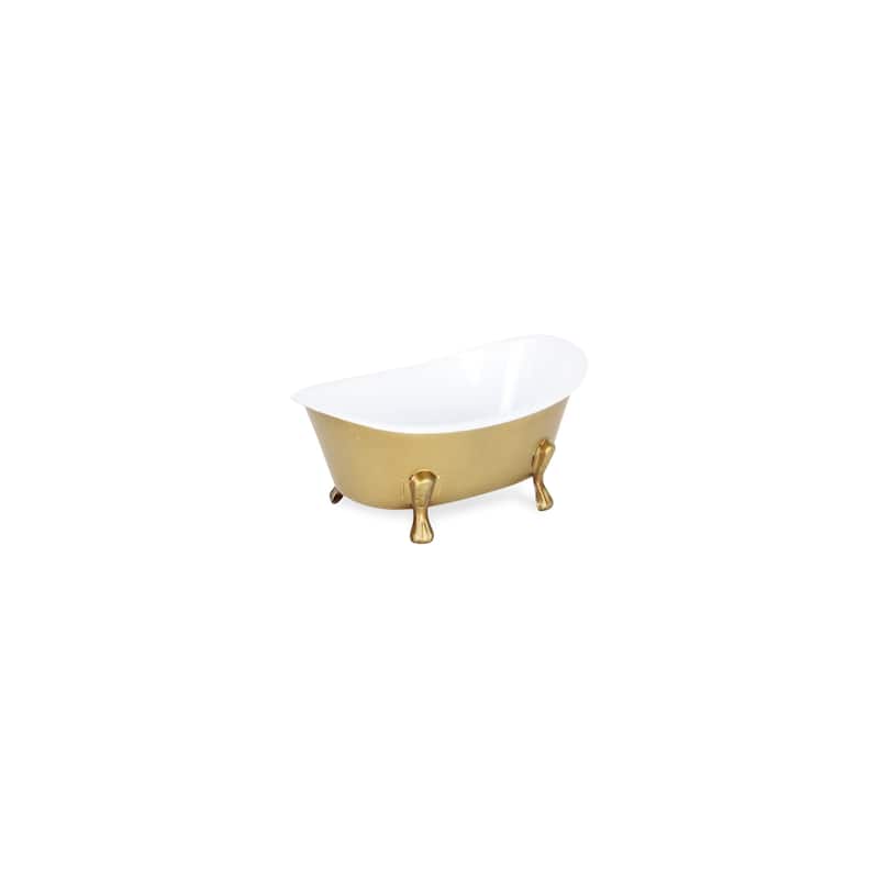 Bathtub with Fleur de Lis Decoration - Gold and White - 7"