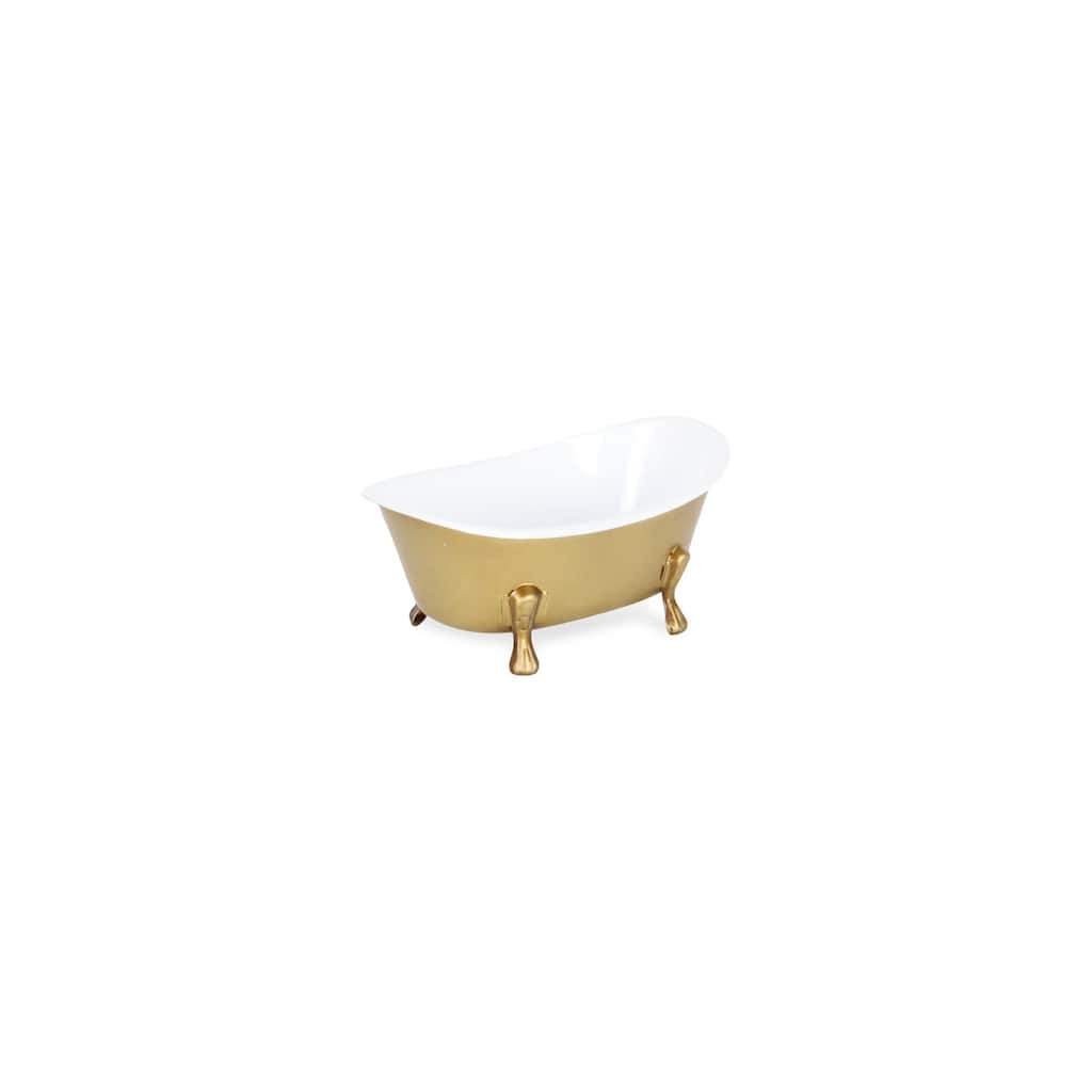 Bathtub with Fleur de Lis Decoration - Gold and White - 7"