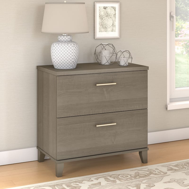 Bush Furniture Somerset 2 Drawer Lateral File Cabinet with Storage - Ash Gray
