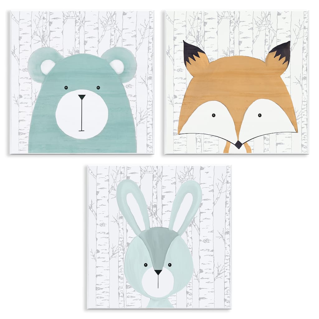 Stupell Whimsical Woodland Nursery Animals Wall Plaque Art Design By Kim Allen (Set of 3)