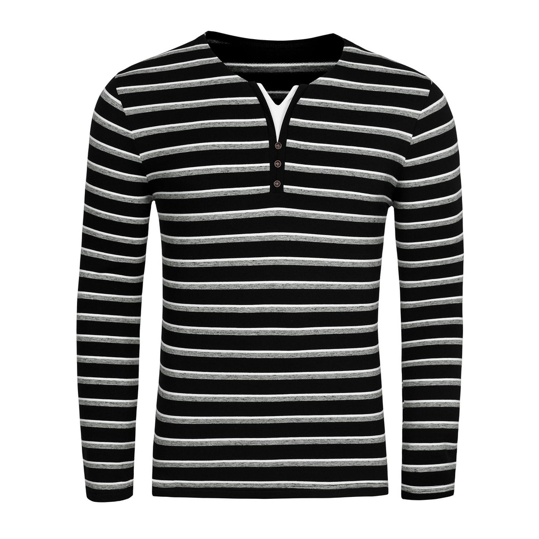 mens black and white striped shirt long sleeve