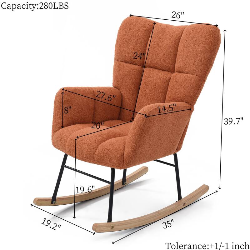 Polyester Rocking Chair with High Backrest and Padded Seat
