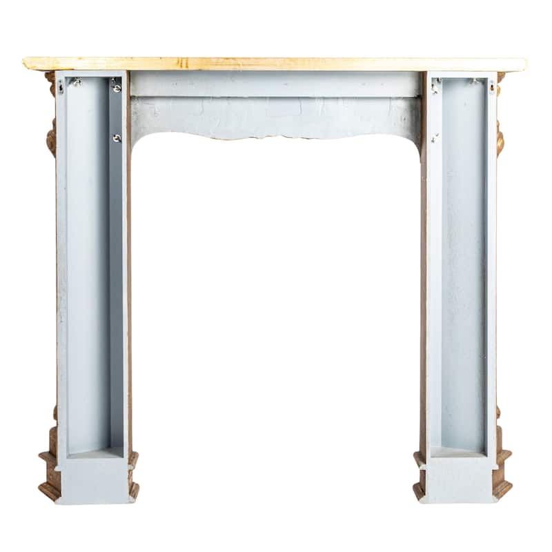 Ornate Decorative Fireplace Mantel, Distressed Black
