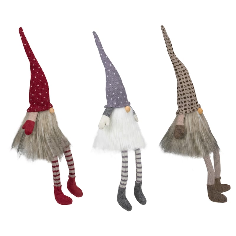 Sitting Christmas Gnomes with Dangling Legs - 20" - Set of 3