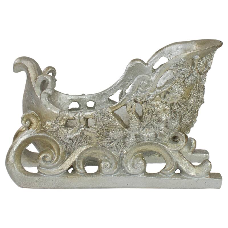 9.75" Champagne Christmas Sleigh Tabletop Decoration
