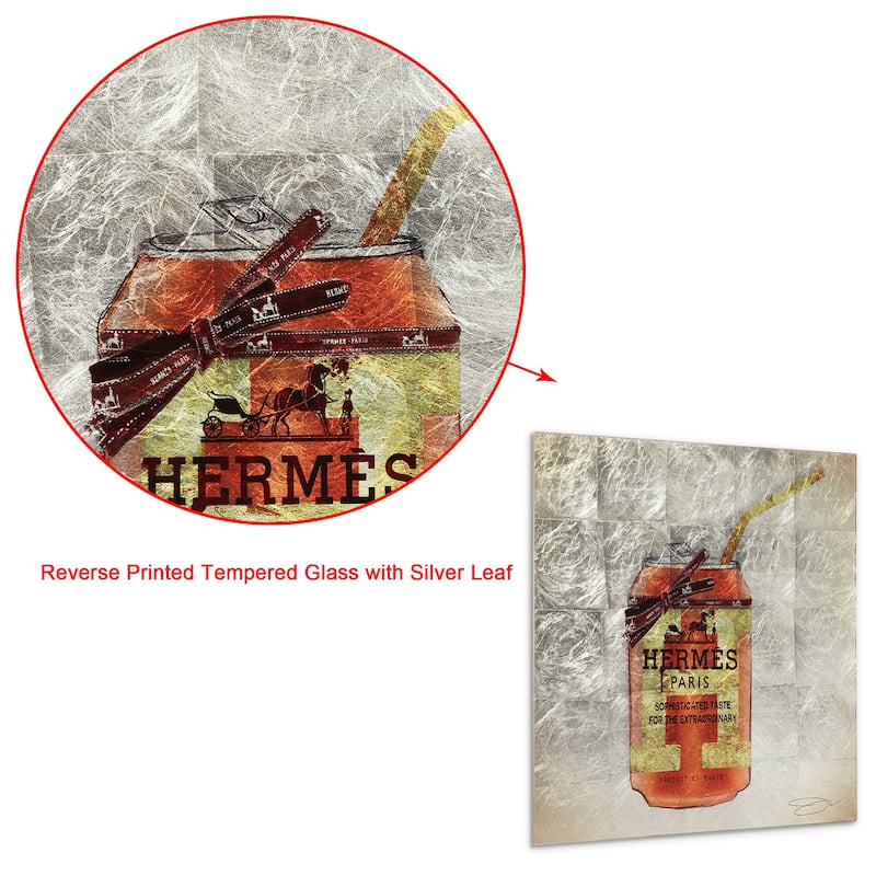 Fashion Drinks Reverse Printed Tempered Glass with Silver Leaf