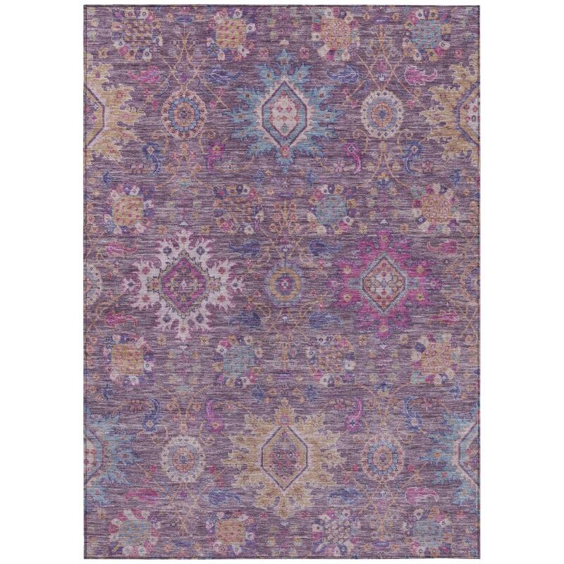Machine Washable Indoor/Outdoor Boho Traditional Chantille Rug