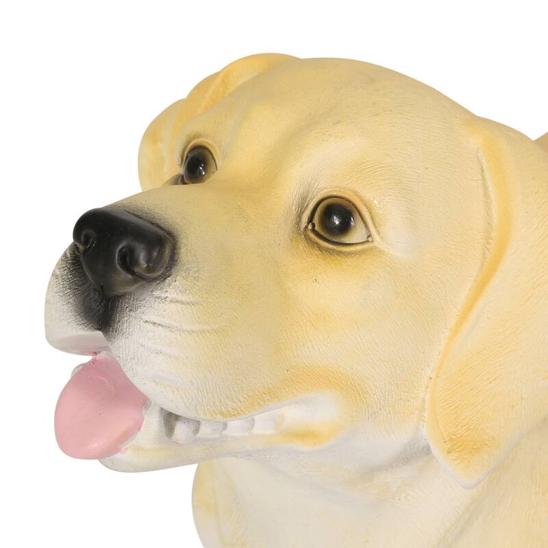 Roomfitters 31.5-Inch Yellow Labrador Outdoor Bench, Hand-Crafted Lightweight Concrete Garden Seat, Light Brown