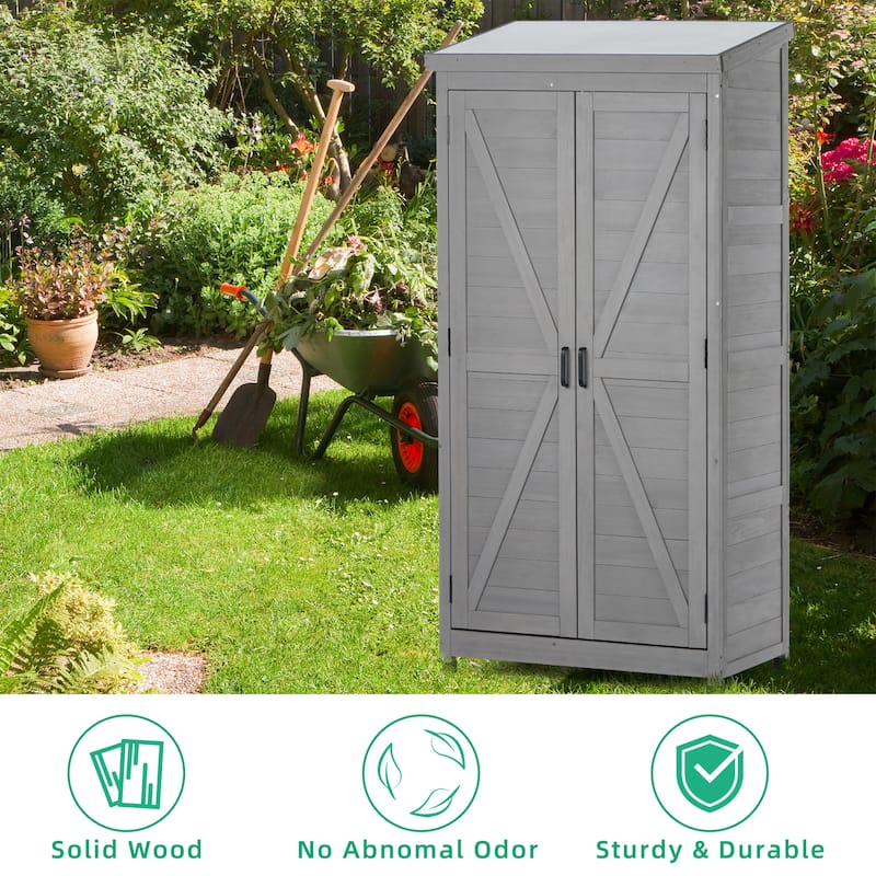 CUSchoice 68 Inches Outdoor Garden Storage Shed with Metal Top - 68 Inches